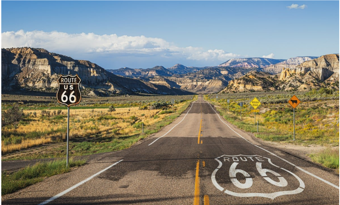 Con đường Route 66 nhìn từ trên cao.