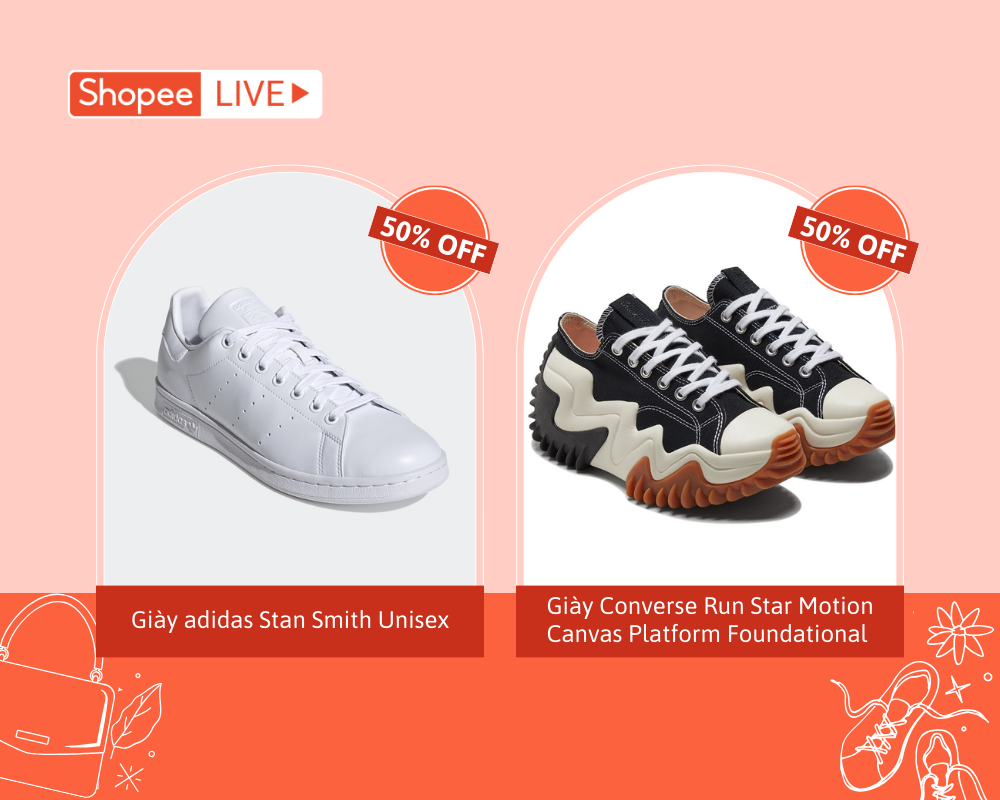 Tín đồ thời trang đừng bỏ lỡ 2 mẫu giày adidas và Converse cực hot trên sóng Shopee Live lần lượt vào khung 12g và 21g hôm nay