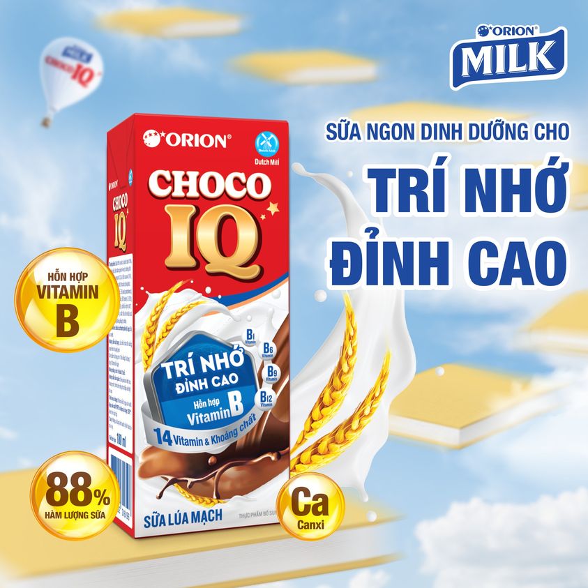 Sữa lúa mạch Choco IQ hương vị socola được các bé yêu thích