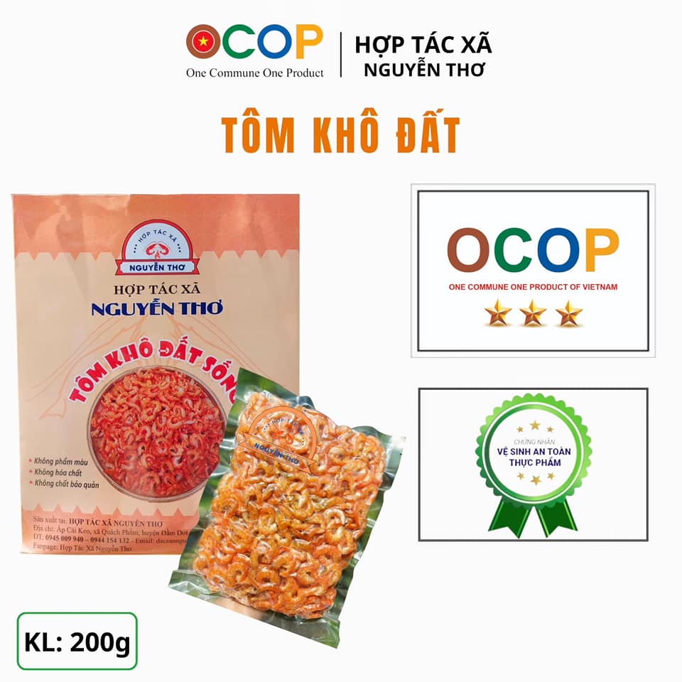 Sản phẩm tôm khô đất của HTX Nguyễn Thơ (huyện Đầm Dơi) đạt tiêu chuẩn OCOP