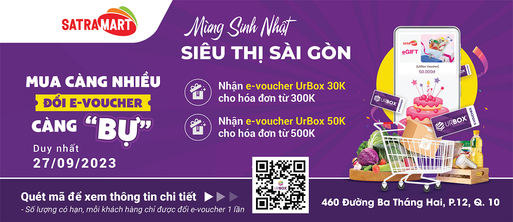 Mỗi khách hàng chỉ được tham gia đổi quà tặng e-voucher 1 lần trong thời gian diễn ra chương trình, khách hàng sẽ nhận được tin nhắn tặng thưởng e-voucher UrBox sau 1 ngày làm việc, kể từ khi kết thúc chương trình, e-voucher UrBox có thể được dùng thanh toán trong lần mua sắm tiếp theo của khách hàng và chỉ áp dụng tại Siêu thị Sài Gòn, thời hạn sử dụng của e-voucher UrBox là 1 tháng kể từ ngày khách hàng nhận được SMS tặng thưởng, số lượng quà tặng có hạn