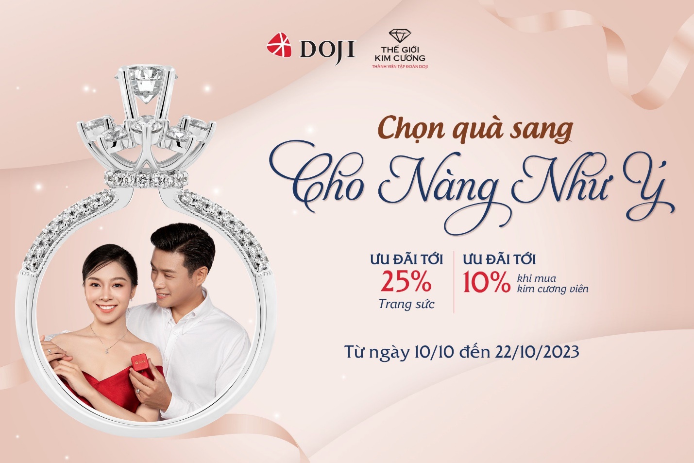 DOJI và Thế Giới Kim Cương ưu đãi hấp dẫn tới 25% mừng ngày Phụ nữ Việt Nam