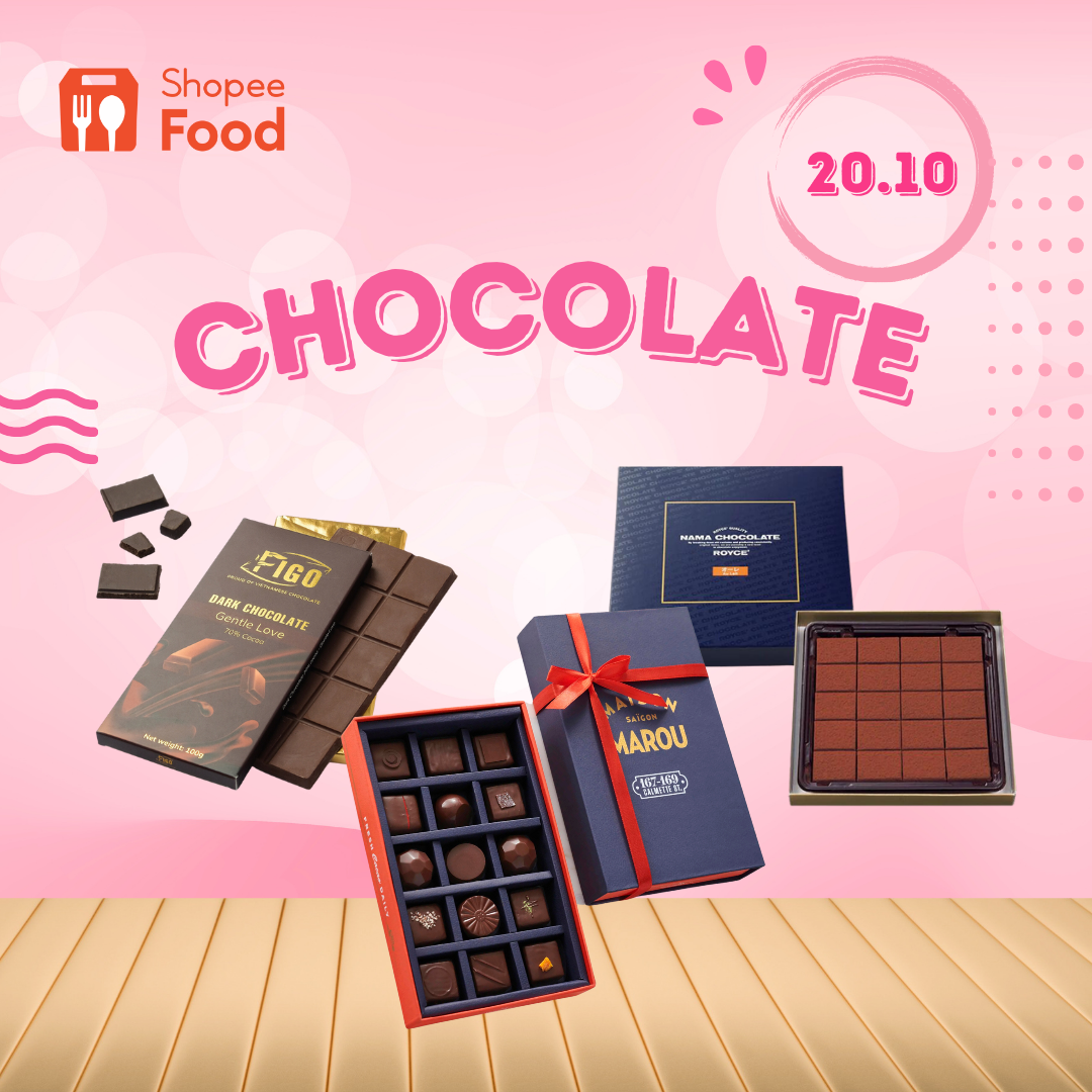 Marou, Royce, Figo… là ba trong số rất nhiều cửa hàng chocolate đình đám hiện đang có mặt trên ShopeeFood. Tham khảo ngay để làm quà tặng 20/10 cho nàng!