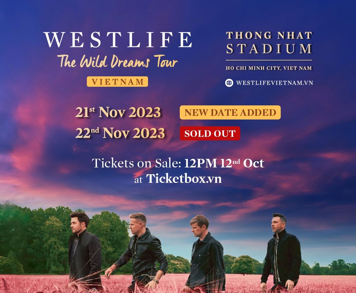 Westlife tổ chức hai đêm diễn 21 và 22/11, tại TPHCM.