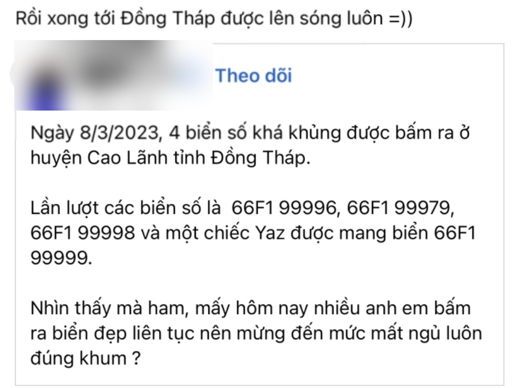 Thông tin vụ bấm 4 biển số xe máy “siêu đẹp” lan truyền trên mạng xã hội trước đó