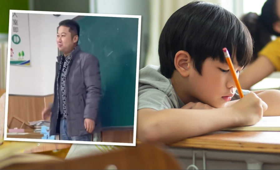 Một người cha ở Trung Quốc đã ca ngợi đức tính và sức mạnh tinh thần của con trai mình trong bài phát biểu trước giáo viên và phụ huynh tại trường học của cậu bé. Ông bố tự hào cho biết con mình sẽ trở thành một người phi thường dù kết quả thi kém. Ảnh: SCMP tổng hợp/Shutterstock/Douyin