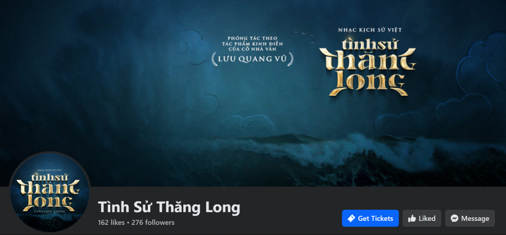 Giao diện trang fanpage Tình sử Thăng Long