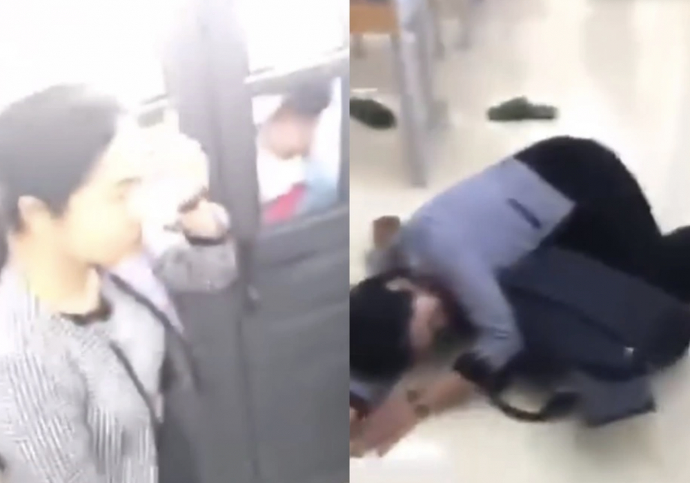Nữ giáo viên bị nhóm học sinh dồn vào góc lớp - Ảnh cắt từ clip