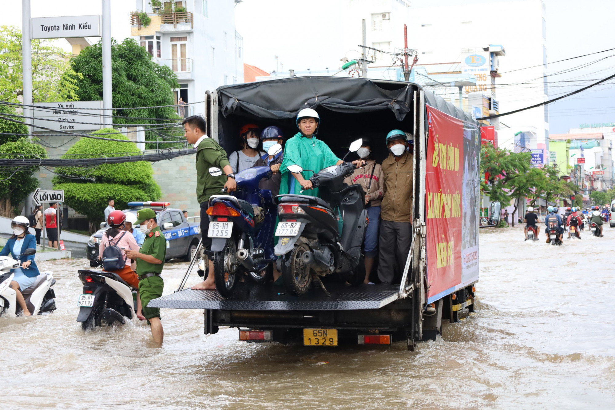 Đoạn đường QL 91 qua TP Cần Thơ thường bị ngập khi triều cường dâng cao