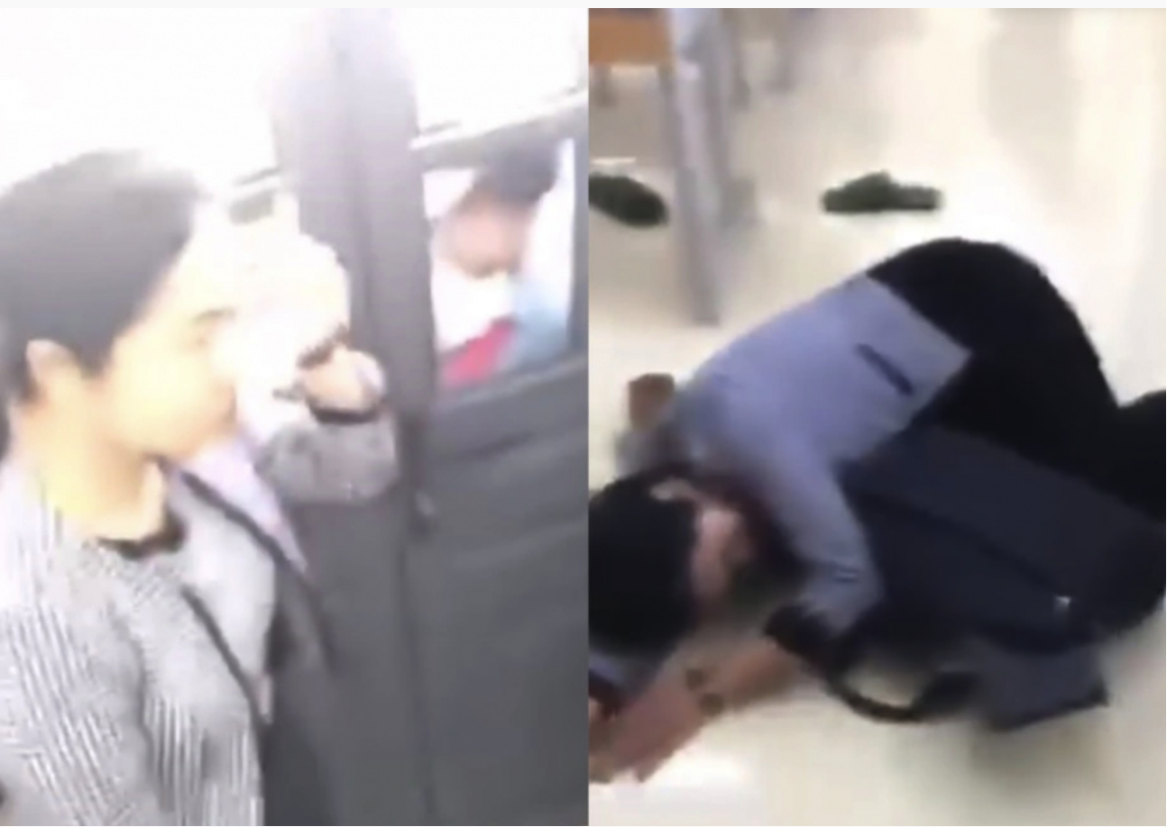 Hình ảnh giáo viên bị học sinh bạo hành (ảnh cắt từ clip)