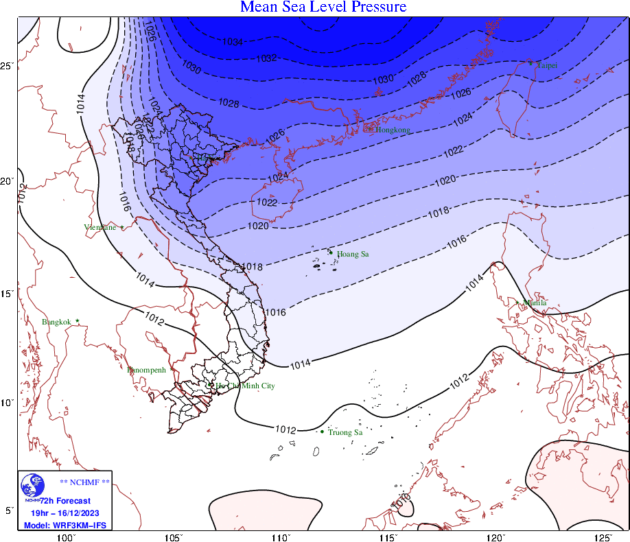 Hiện nay (15/12), bộ phận không khí lạnh mạnh ở phía Bắc đã báo đang di chuyển xuống phía Nam. Ảnh: TTDBKTTVQG
