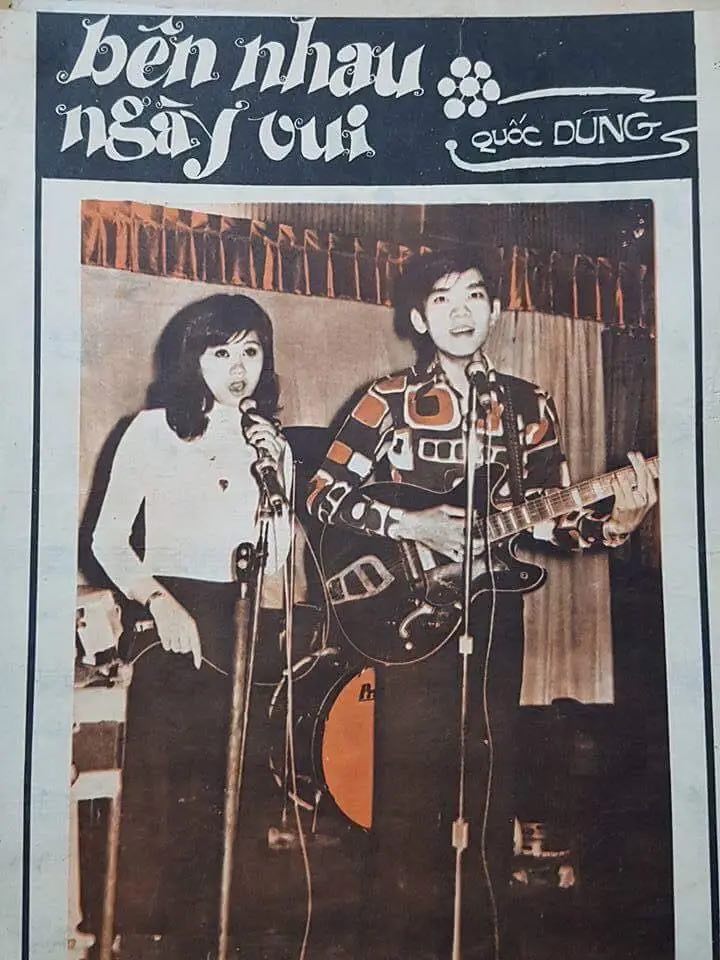 Quốc Dũng-Thanh Mai trên bìa tờ nhạc in tác phẩm Bên nhau ngày vui (1972).