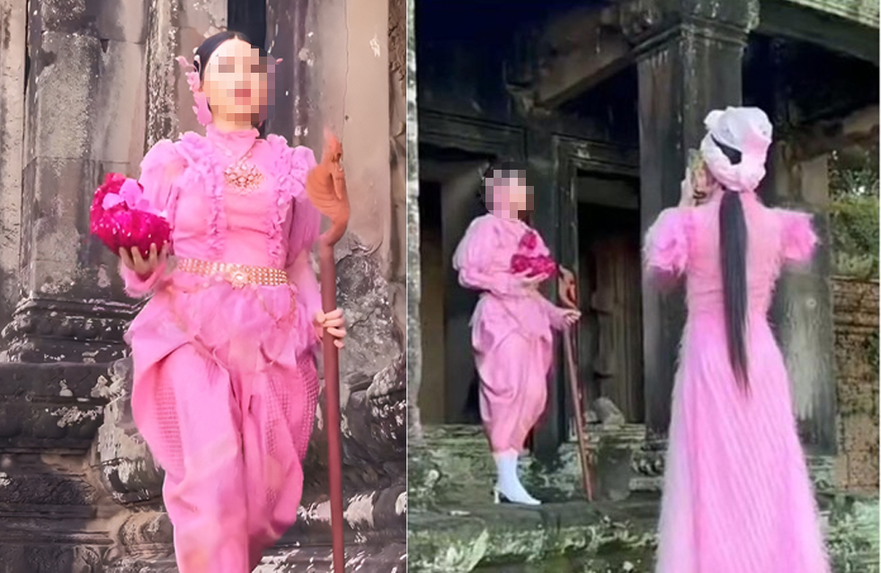 Hình ảnh trong video gây xôn xao dư luận của Hứa Quốc Anh, quay tại đền Angkor Wat (Campuchia) vào tháng 11/2023