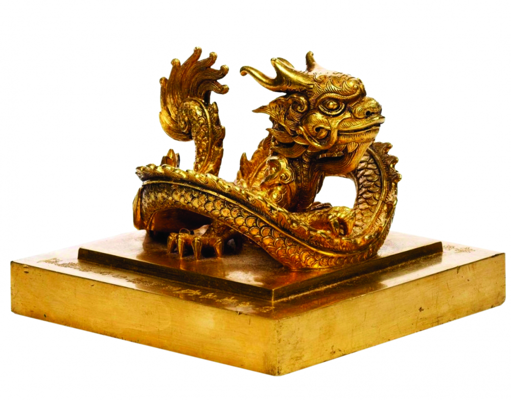 Ấn vàng “Hoàng đế chi bảo” được đúc năm 1823 thời vua Minh Mạng (1820-1841), chất liệu bằng vàng  - Nguồn ảnh:  Cục Di sản văn hóa