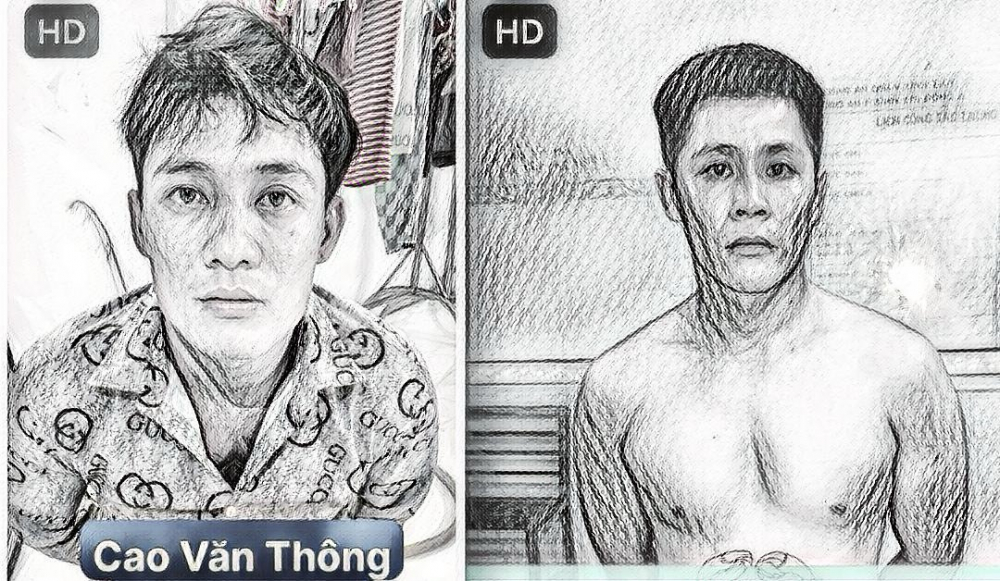  Thông và Tuấn (từ trái qua phải) tại công an