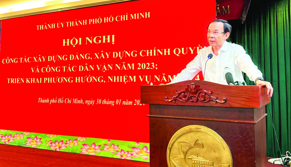 Bí thư Thành ủy TPHCM Nguyễn Văn Nên phát biểu chỉ đạo hội nghị