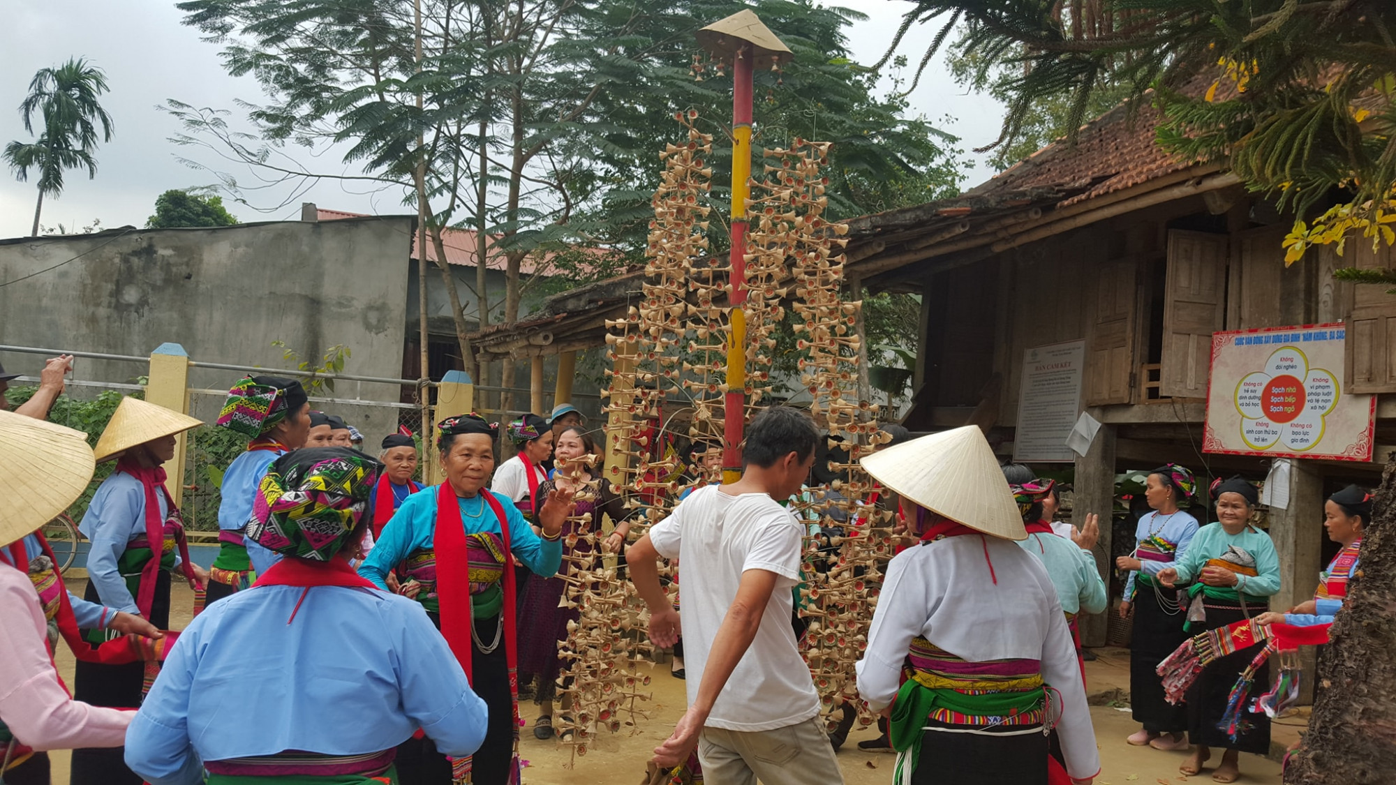 Cây bông là trung tâm của mọi hoạt động trong lễ hội.