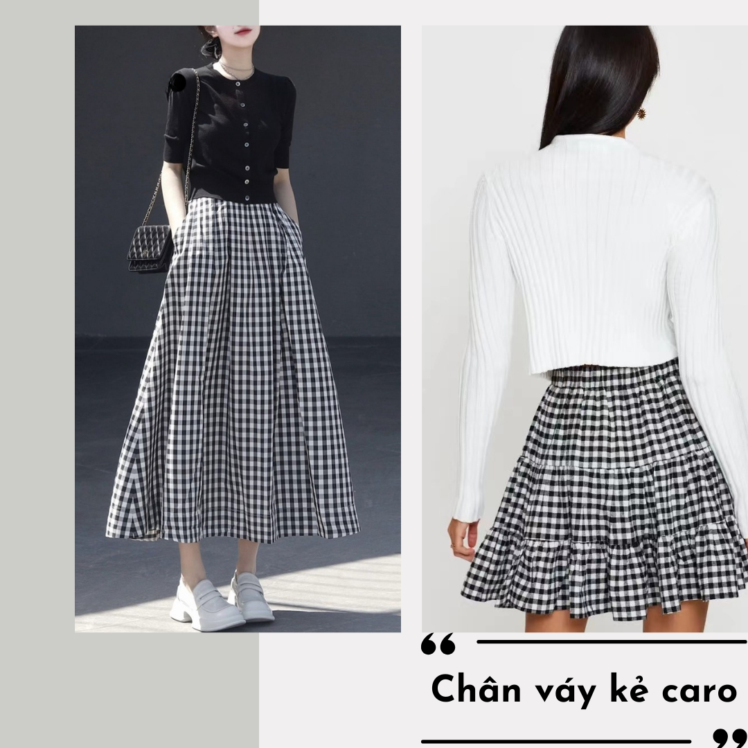 COZOK Chân Váy Lưng Cao Họa Tiết Sọc Caro Phong Cách Hàn Quốc Thời Trang  Cho Nữ | Shopee Việt Nam