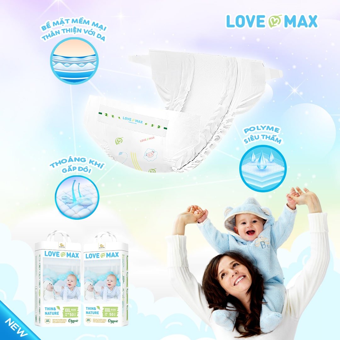 Love Max được sản xuất từ nguyên liệu tự nhiên organic an toàn với làn da bé