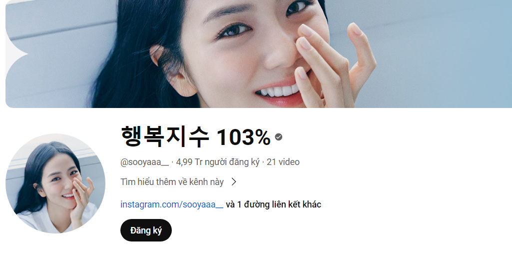 Kênh YouTube cá nhân của Jisoo.