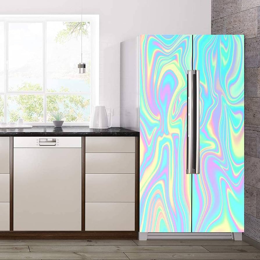Tủ lạnh đầy cá tính sau khi phủ vinly ánh kim