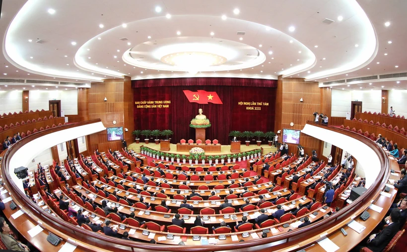 Quang cảnh một hội nghị Ban Chấp hành Trung ương Đảng Cộng sản Việt Nam khóa XIII. (Ảnh: Phương Hoa/TTXVN)