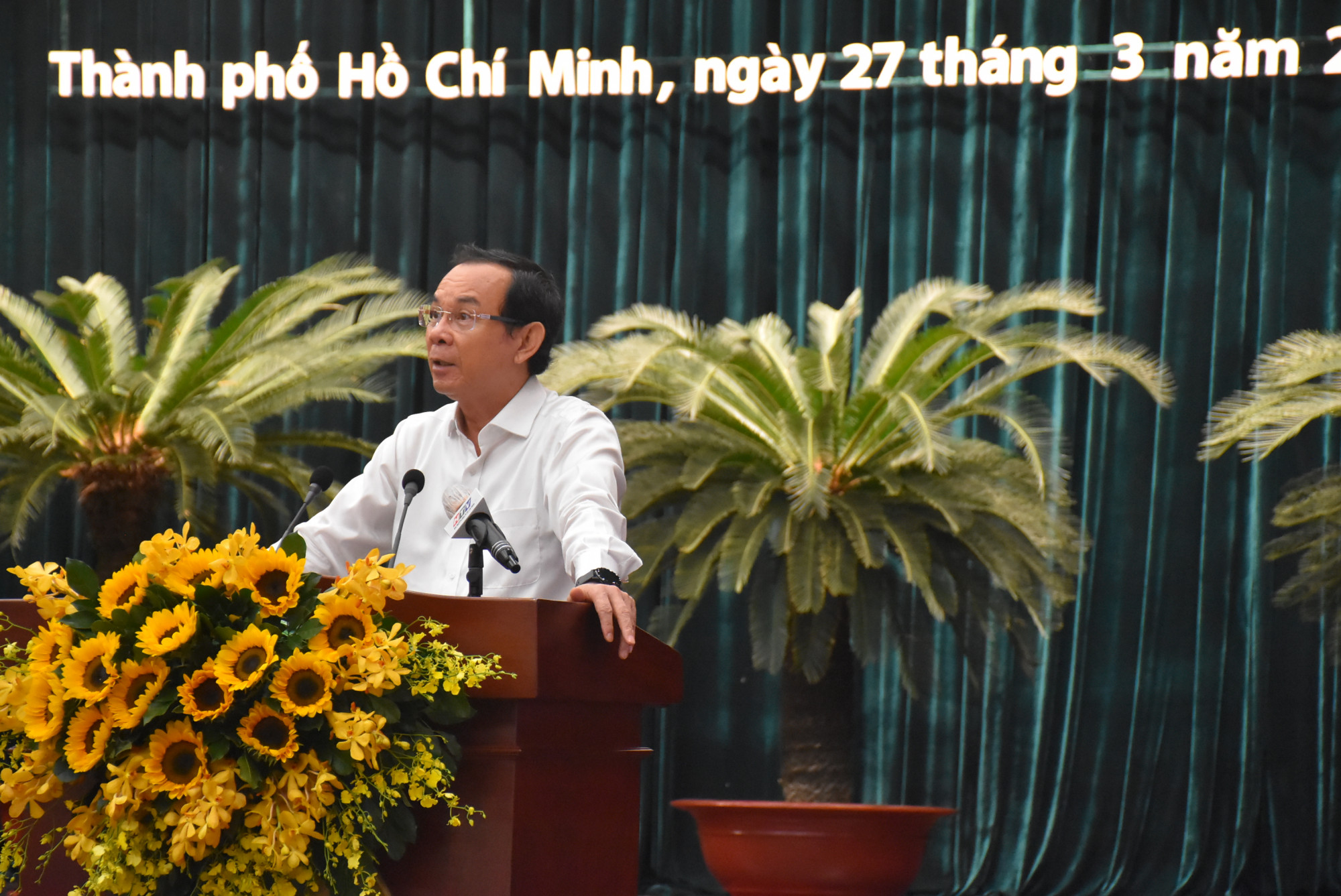 Bí thư Thành ủy TPHCM Nguyễn Văn Nên phát biểu khai mạc Hội nghị.