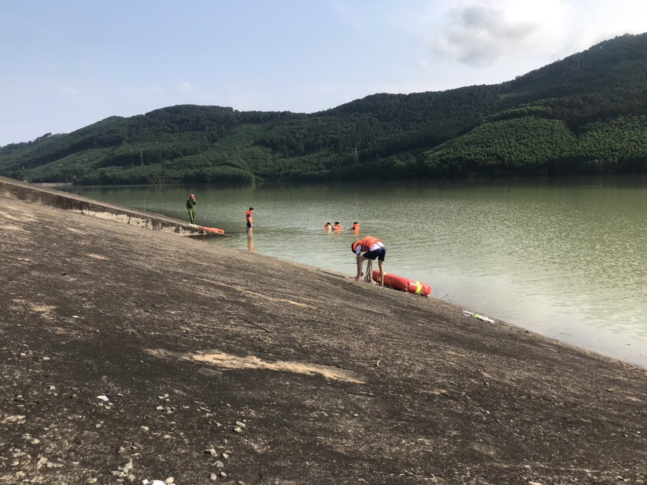 Đập Khe Xài, nơi em Đào Văn L. và Lê Mạnh A. bị đuối nước - Ảnh: Khánh Trung