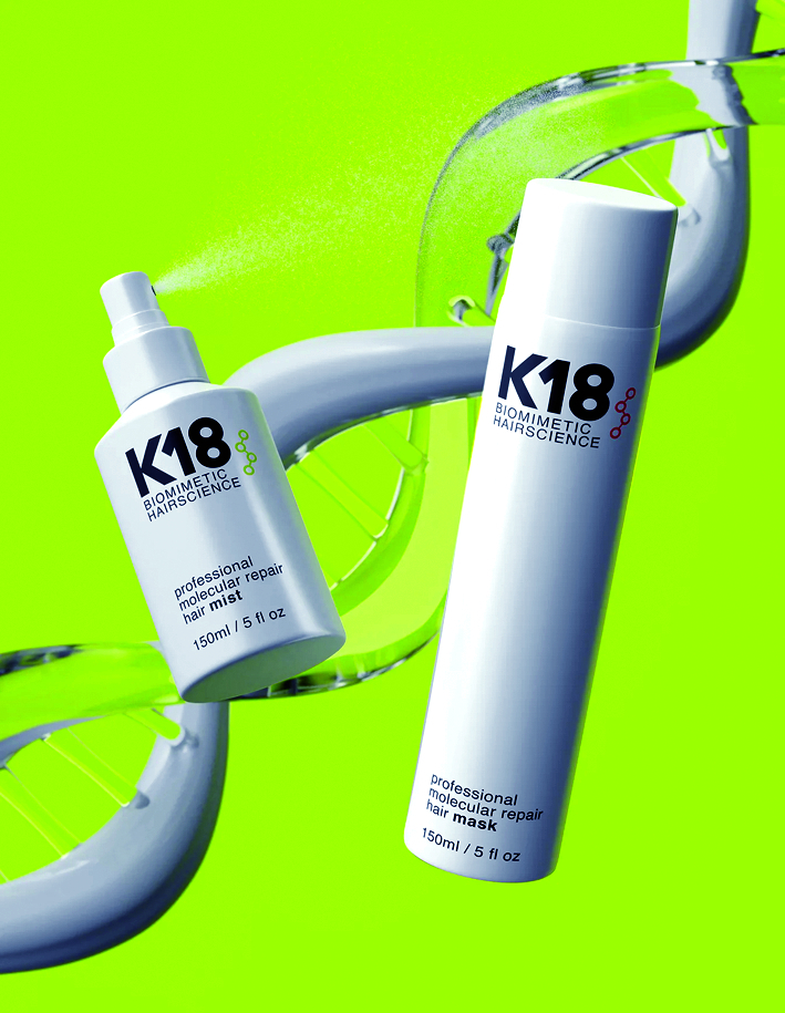Được ưa chuộng tại nhiều salon chuyên nghiệp, sản phẩm xịt dưỡng và mặt nạ tóc K18 bổ sung dưỡng chất giữ tóc chắc khỏe, tăng cường bảo vệ tóc khỏi ảnh hưởng của hóa chất uốn, nhuộm - Nguồn ảnh: K18Hair