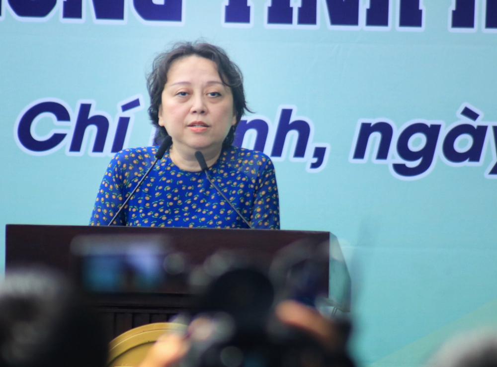 Bà Phạm Khánh Phong Lan - Giám đốc Sở ATTP phát biểu tại Lễ phát động tháng 