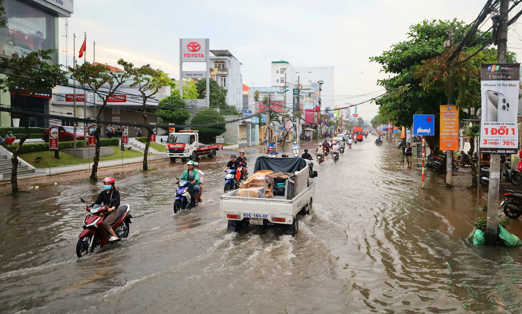 Quốc lộ 91 đoạn qua TP Cần Thơ thường bị ngập khi triều cường dâng cao