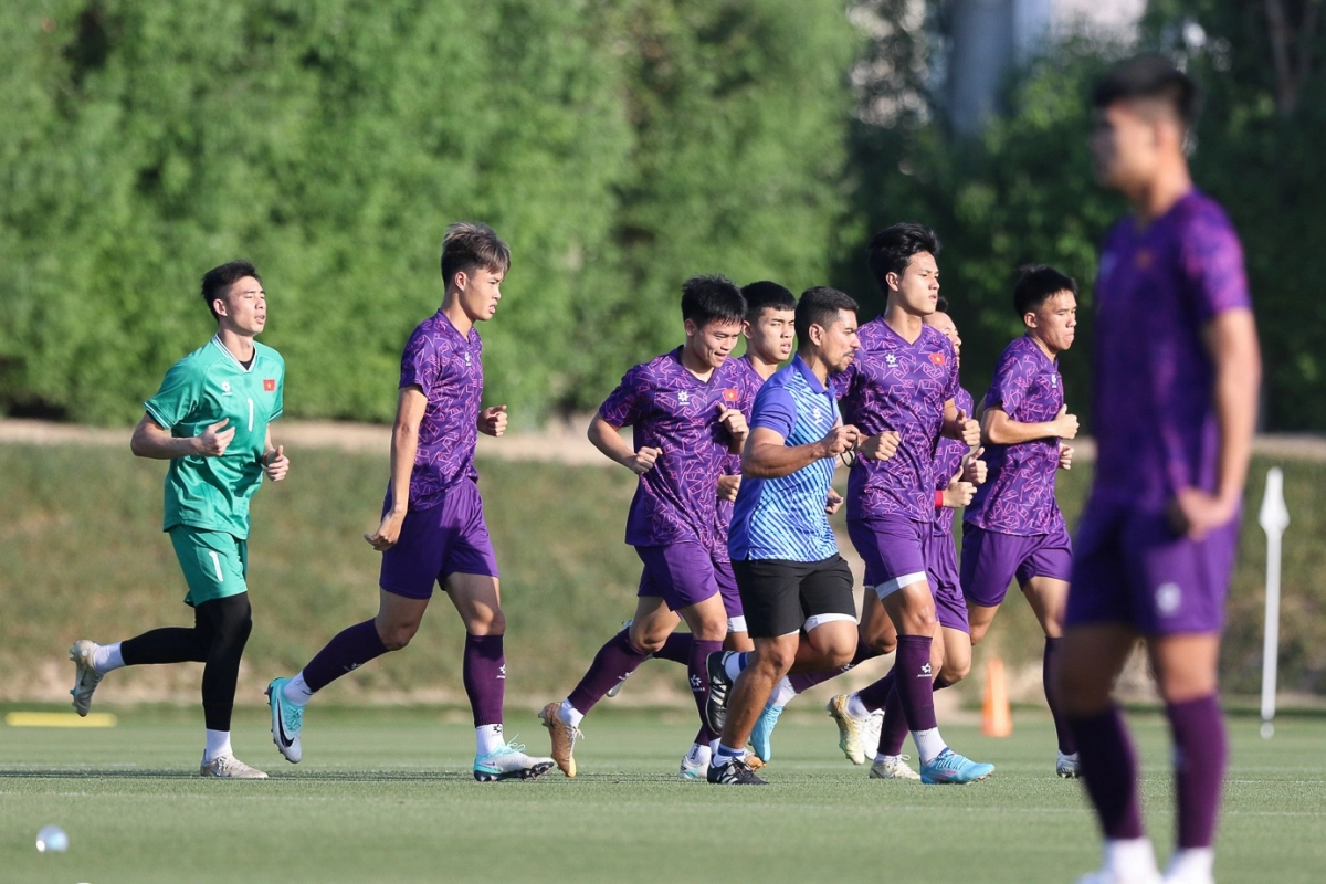 Sau trận thắng U23 Kuwait 3-1, U23 Việt Nam đã được nghỉ ngơi trọn vẹn buổi sáng 18/4 và trở lại sân tập vào buổi chiều, theo giờ địa phương - Ảnh: VFF