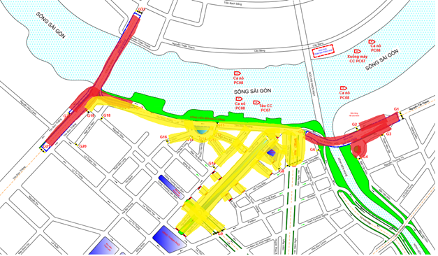 Phạm vi cấm lưu thông và lộ trình lưu thông thay thế - Ảnh: Sở GTVT TPHCM