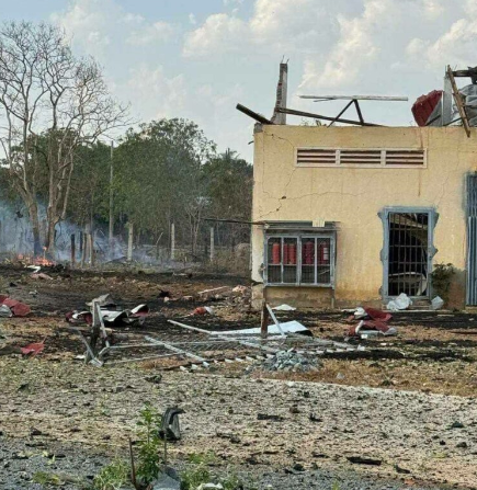 Hình ảnh được cho là hiện trường vụ nổ kho đạn ở tỉnh Kampong Speu, Campuchia. Ảnh: DAP News