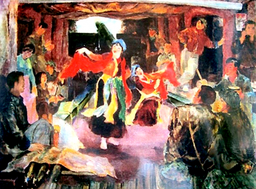 Bức họa Xuân trong hầm pháo Điện Biên của họa sĩ Phạm Thanh Tâm - Ảnh tư liệu