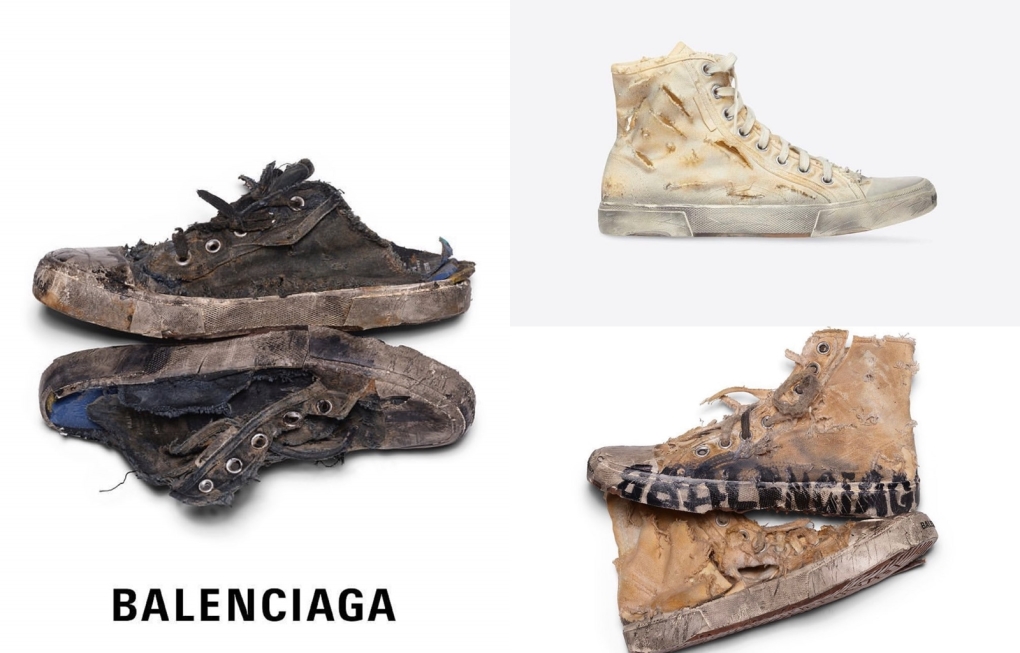 các mẫu sneakers phong cách đường phố mang vẻ ngoài phá hủy, tạo hiệu ứng vấy bẩn, cũ kỹ, rách nát có giá 1.850 (khoảng 47 triệu đồng).