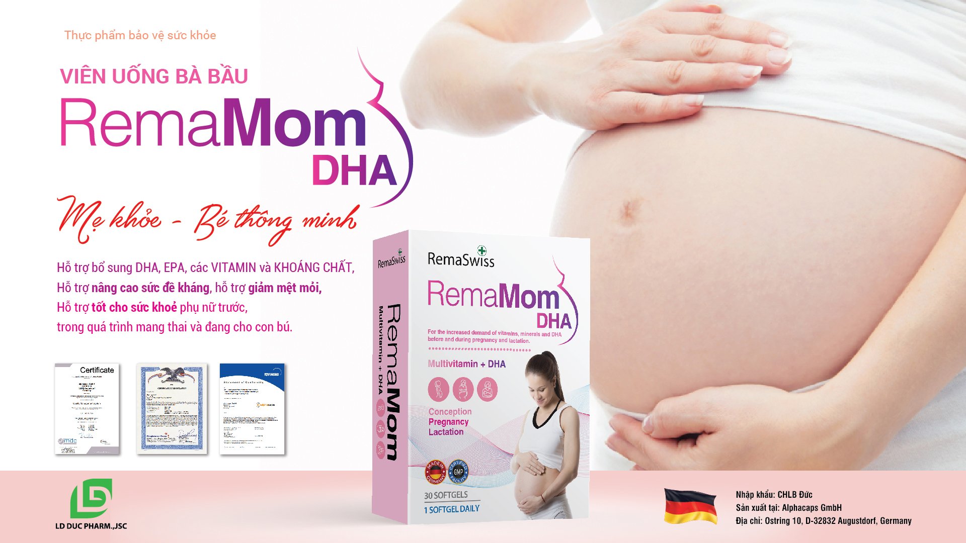 Viên uống bà bầu Rema Mom- Sản phẩm từ Đức uy tín