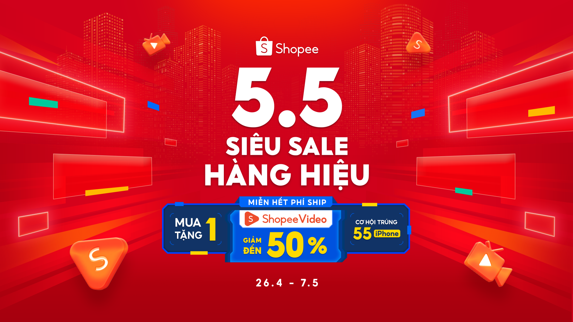 5.5 Siêu Sale Hàng Hiệu là một trong những sự kiện khuyến mãi lớn nhất mở màn cho tháng Năm và được hàng triệu tín đồ Shopee trông chờ. Truy cập ngay https://shopee.vn/m/5-5