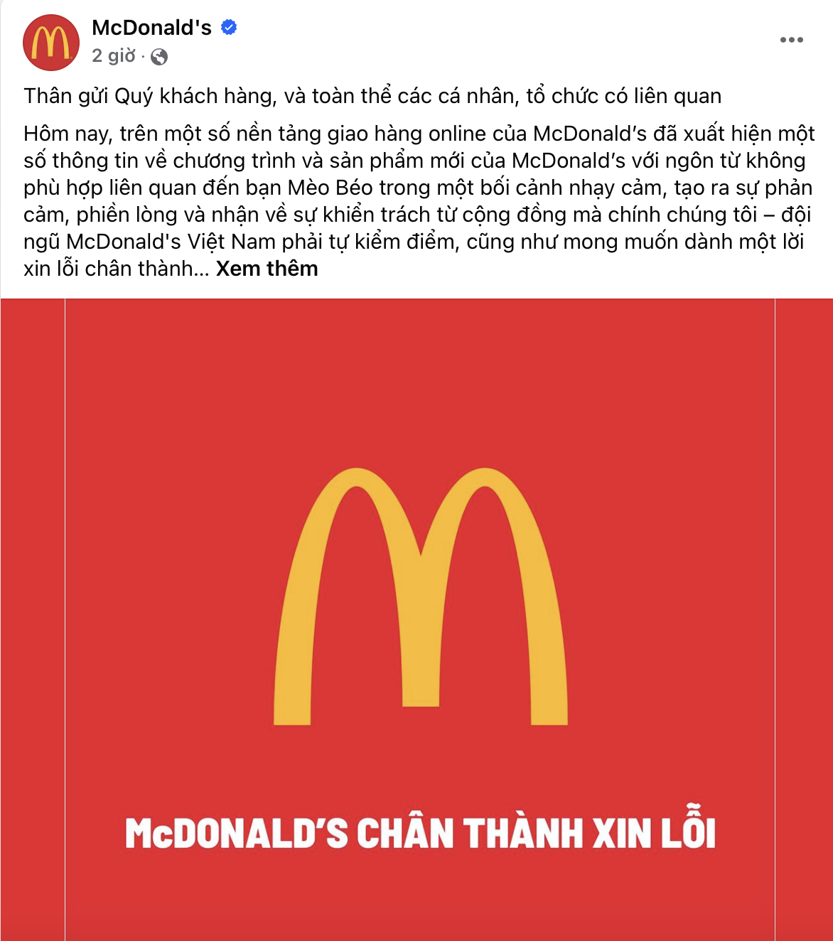 McDonald's xin lỗi sau khi nhận nhiều lời chỉ trích vì việc quảng cáo phản cảm