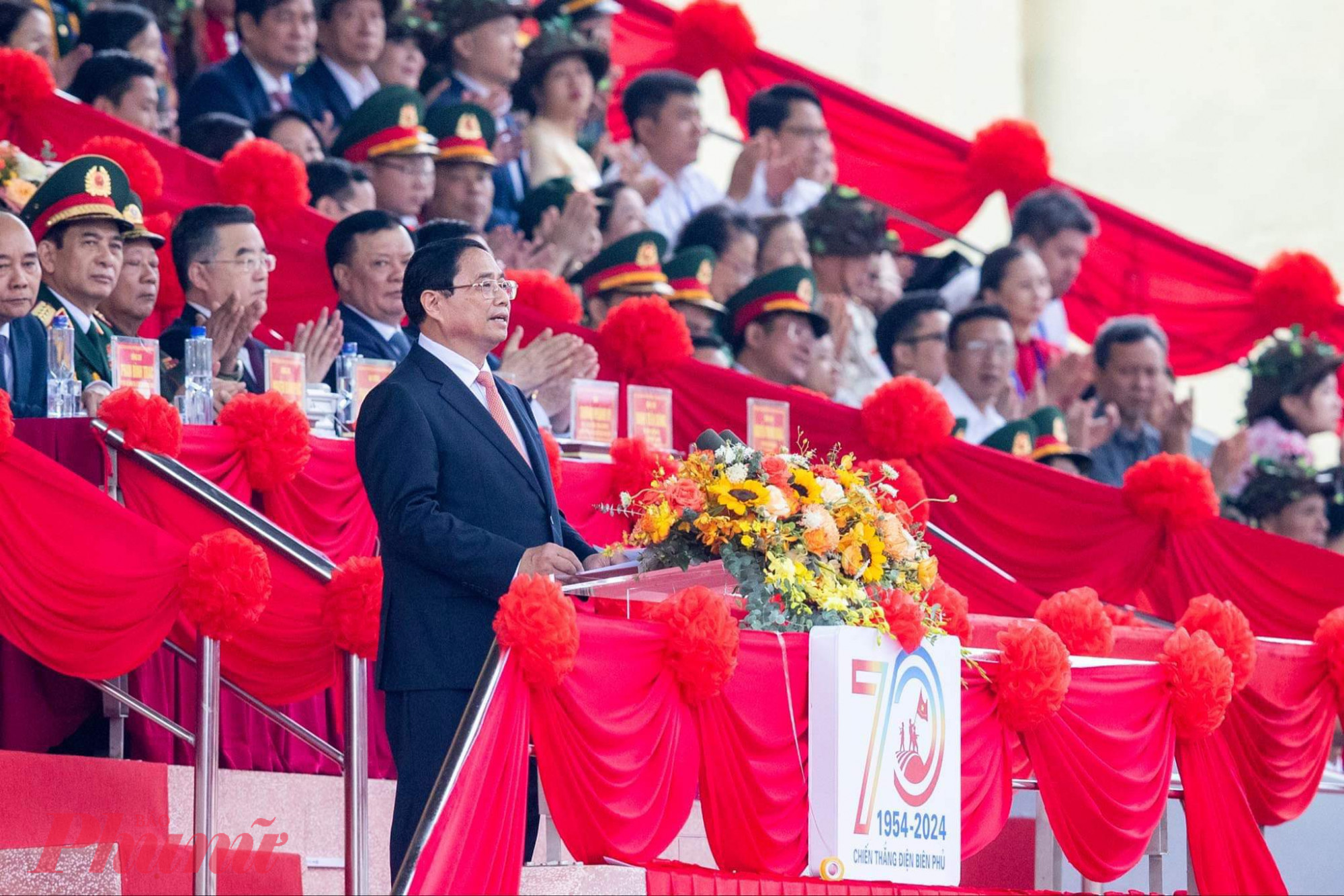 Thủ tướng Chính phủ Phạm Minh Chính phát biểu tại Lễ kỷ niệm. Chương trình được truyền hình trực tiếp trên VTV