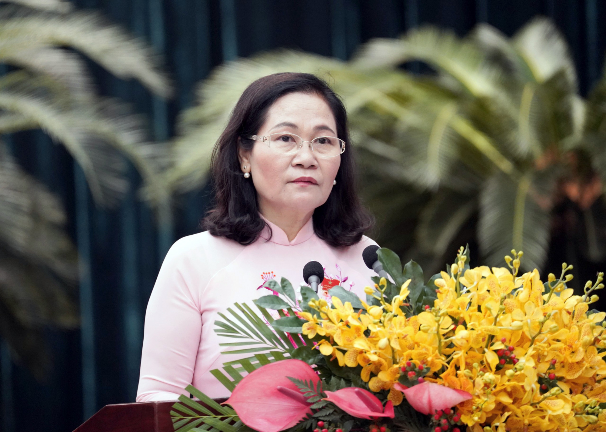 Chủ tịch HĐND TPHCM Nguyễn Thị Lệ phát biểu khai mạc kỳ họp.