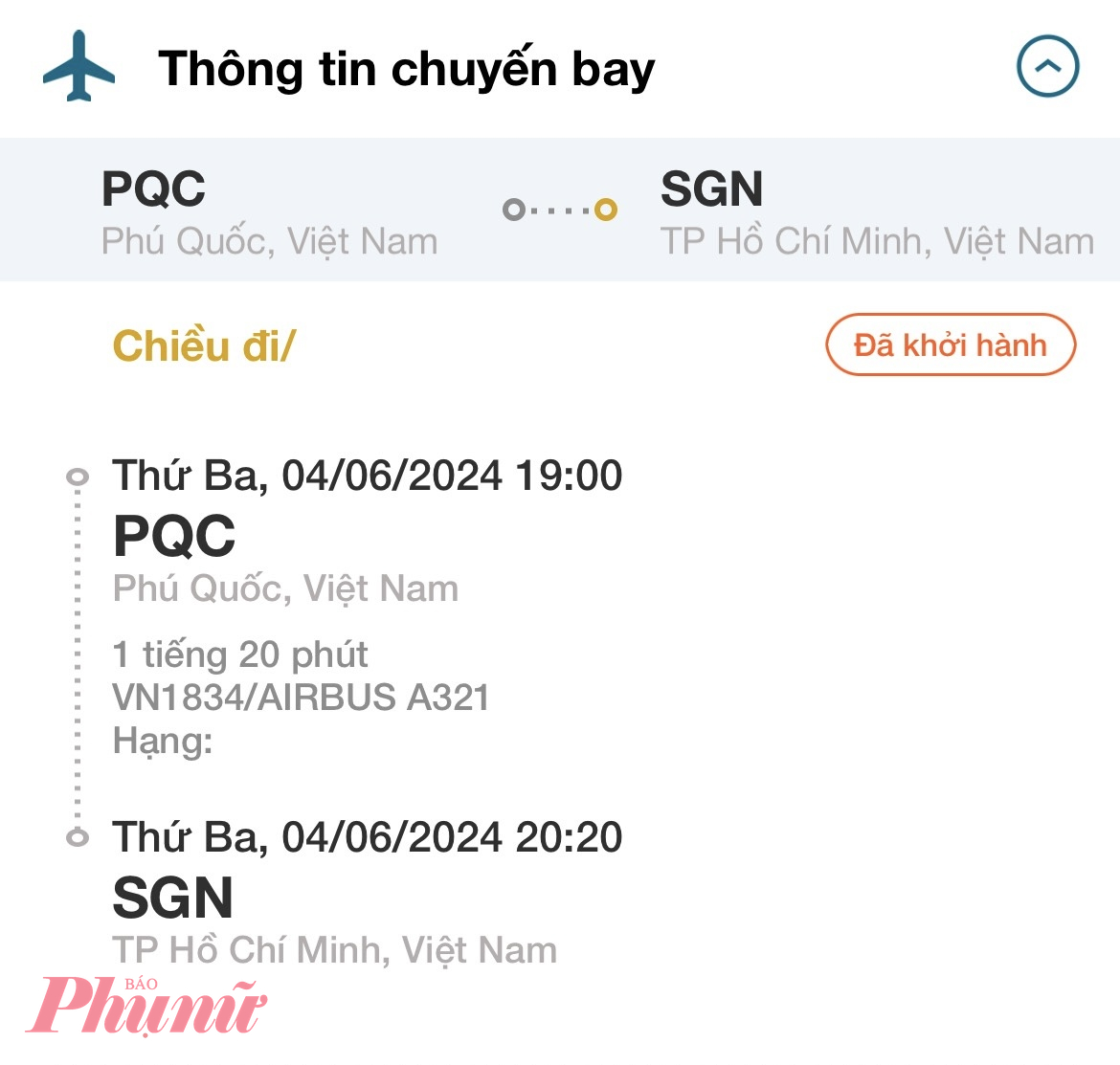 Check-in chuyến tối 5/6 không được, hành khách kiểm tra lại đặt chỗ thì thấy chuyến bay đã khởi hành ngày 4/6