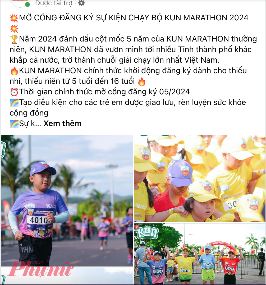 Các giải chạy Kun Marathon vẫn xuất hiện nhan nhản trên mạng xã hội Facebook 