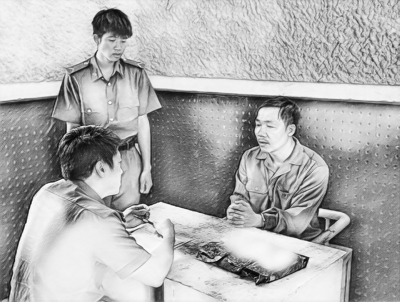  Đối tượng Nguyễn Thanh Sỹ tại cơ quan điều tra (Ảnh công an cung cấp)