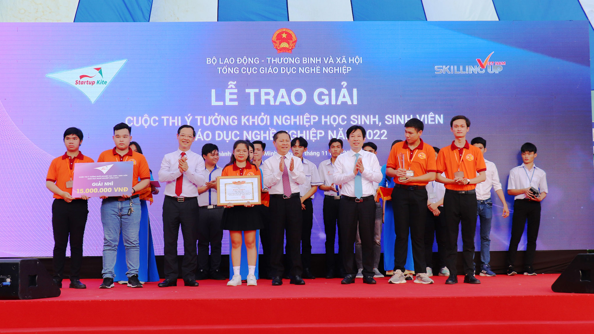 Lễ trao giải cuộc thi Startup Kite 2022. Nguồn ảnh: Bộ Lao động - Thương binh và Xã hội)