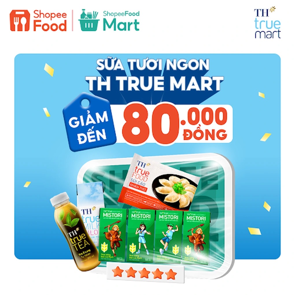 Danh mục sản phẩm của TH true mart đa dạng với gần 200 sản phẩm, từ sữa tươi, sữa chua cho đến trà, nước trái cây, và sủi cảo…