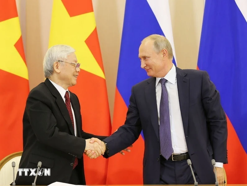 Tổng bí thư Nguyễn Phú Trọng và Tổng thống Liên bang Nga Vlardimir Putin chiều 6/9/2018 