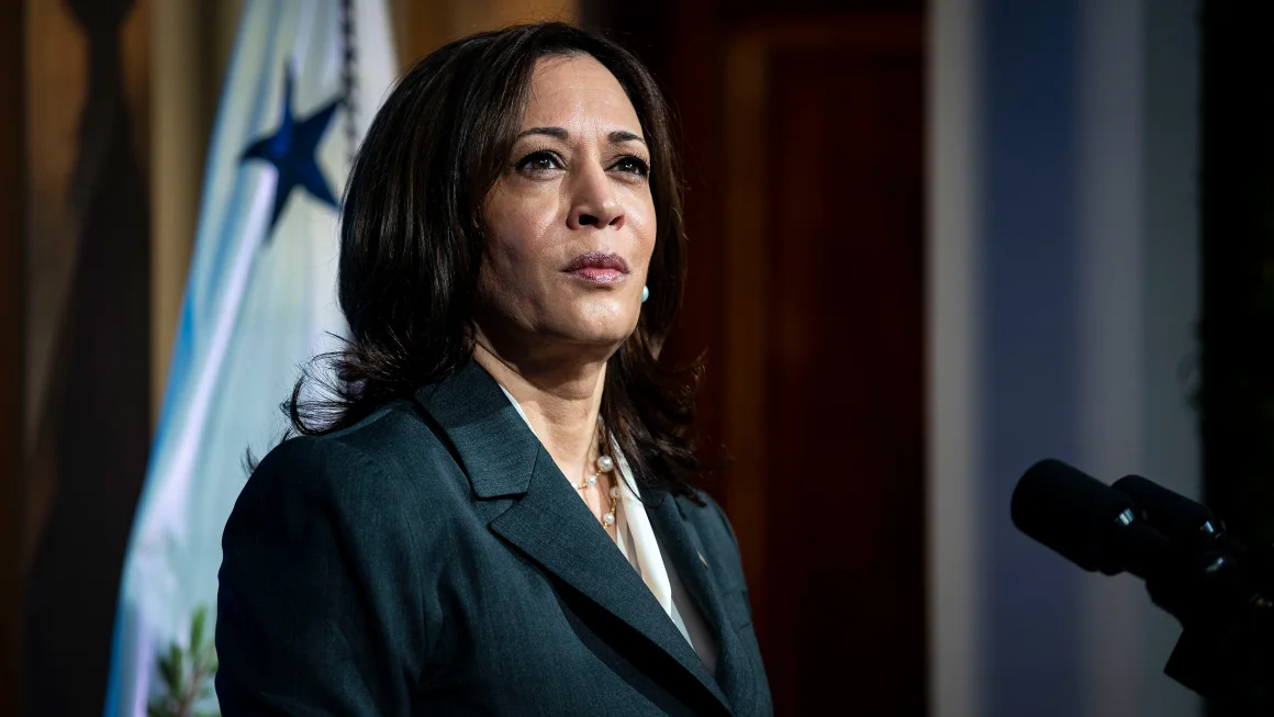 Phó Tổng thống Hoa Kỳ Kamala Harris phát biểu trong Hội nghị thượng đỉnh trực tuyến các nhà lãnh đạo về khí hậu với 40 nhà lãnh đạo thế giới tại Phòng phía Đông của Nhà Trắng ngày 22/4/2021 tại thủ đô Washington - Ảnh: Al Drago/Pool/Getty Images