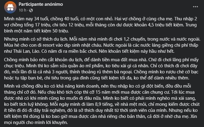 Tâm sự của chị vợ trong một group về tài chính cá nhân