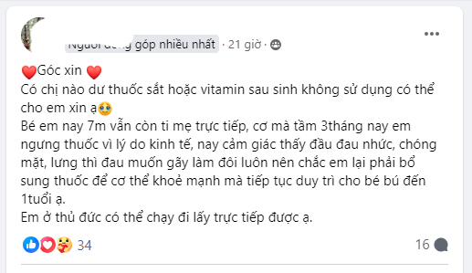 Giữa TPHCM, vẫn có những người mẹ phải đi xin thuốc uống và nhiều người khác phải đi xin đồ cũ về sử dụng để giảm gánh nặng chi tiêu (Ảnh chụp màn hình Facebook)